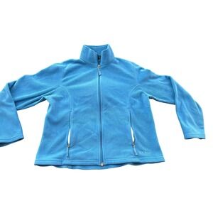 LL Bean Womens Full Zip Fleece Jacket Blue Mock Neck M-Reg 0ALA5‎
